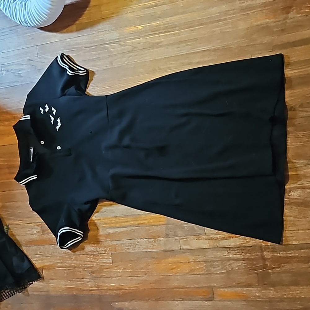 Sourpuss Black Polo Dress with White Bat Accents